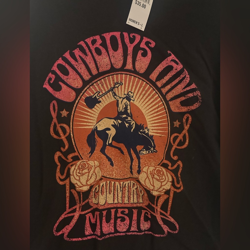 Western Cowboys & Country Music Crop Top - Picture 2 of 5